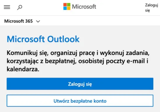 Przejdź do witryny Outlook.com. Lub przejdź do www.hotmail.com. Nastąpi automatyczne przekierowanie do usługi poczty internetowej Microsoft.